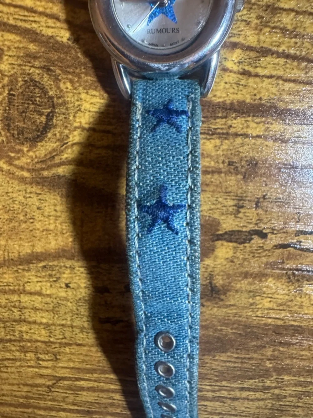 Rumours Denim Star Watch Blue Dial Japan Movt Quartz Y2K Embroidered Strap‎